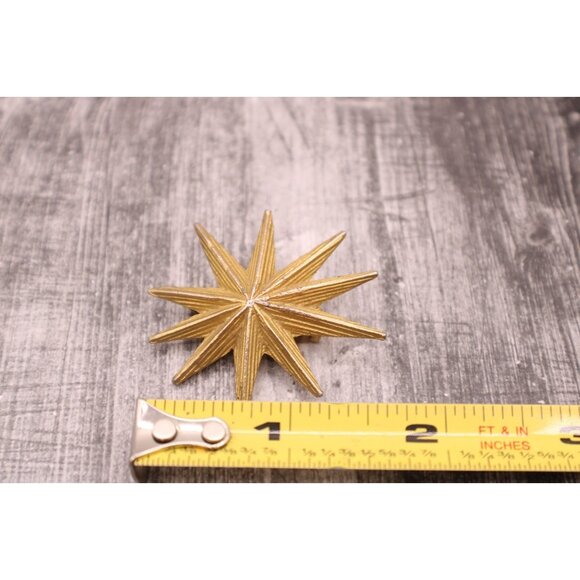 Signed AJC Starburst Brooch Pin Mid Century Modern Jewelry Texture Gold Tone Vtg - Picture 8 of 9